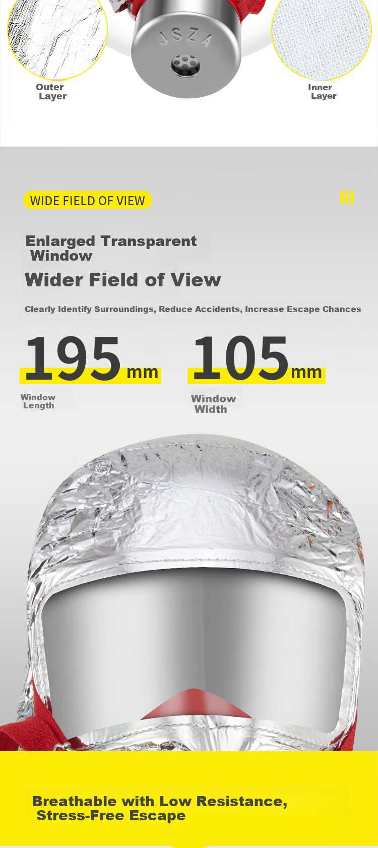 Zhean Fire Mask Smoke Protection Gas Filter Fire Self-Rescue Respirator Escape 3C TZL30A High-Performance Model 7