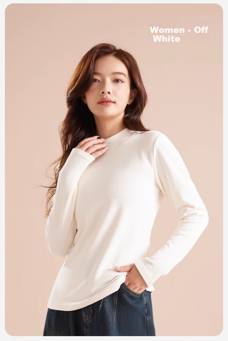 Urban Beauty Women's Slim Fit Half Turtleneck Base Layer Top High Elastic Thickened Fleece Autumn Winter Shirt Red M 17