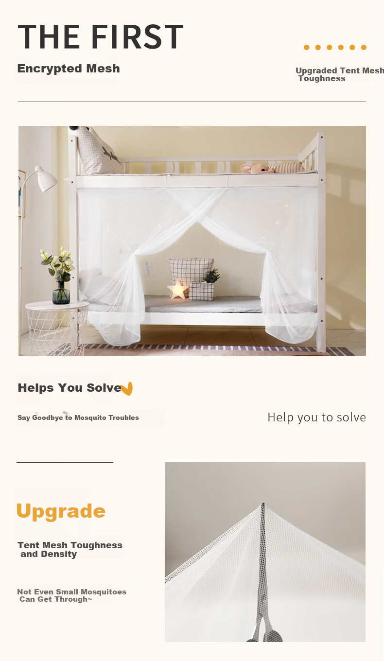 Nanjiren Student Mosquito Net Dormitory Square Top Mosquito Net Single Door 0.9m Bed Anti-Mosquito Net [Suitable for Bunk Beds] 2