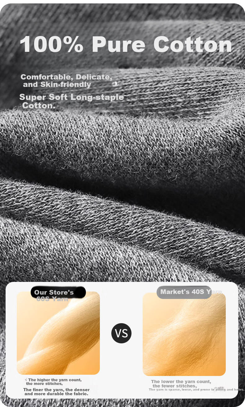 Yalu Men's 100% Cotton Antibacterial Thermal Underwear Set, Plus Size, Autumn Winter Cotton Long Johns 7