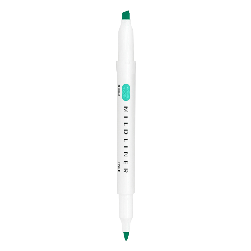 ZEBRA Double-Ended Soft Highlighter, Mildliner Series Single-Color Marking Pen, Student Marker, WKT7 Summer Gree