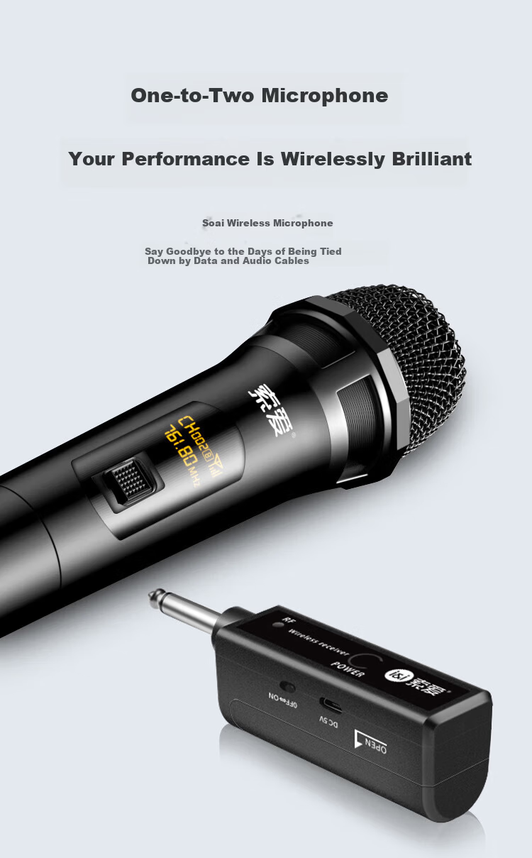 Soaiy MD17 Wireless Handheld Rechargeable Microphone Karaoke Universal Microphone Speaker Home KTV Singing Hosting Speech One-to-Two 1