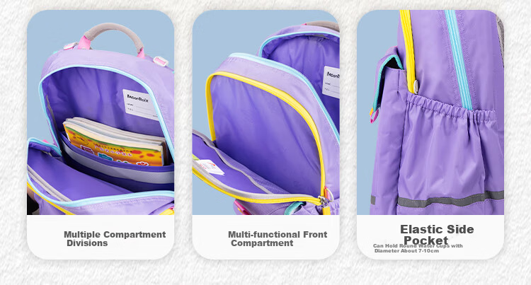 MoonRock Primary School Children's Ergonomic Backpack for Grades 3-5 Boys and Girls Large Capacity Dark Blue 14