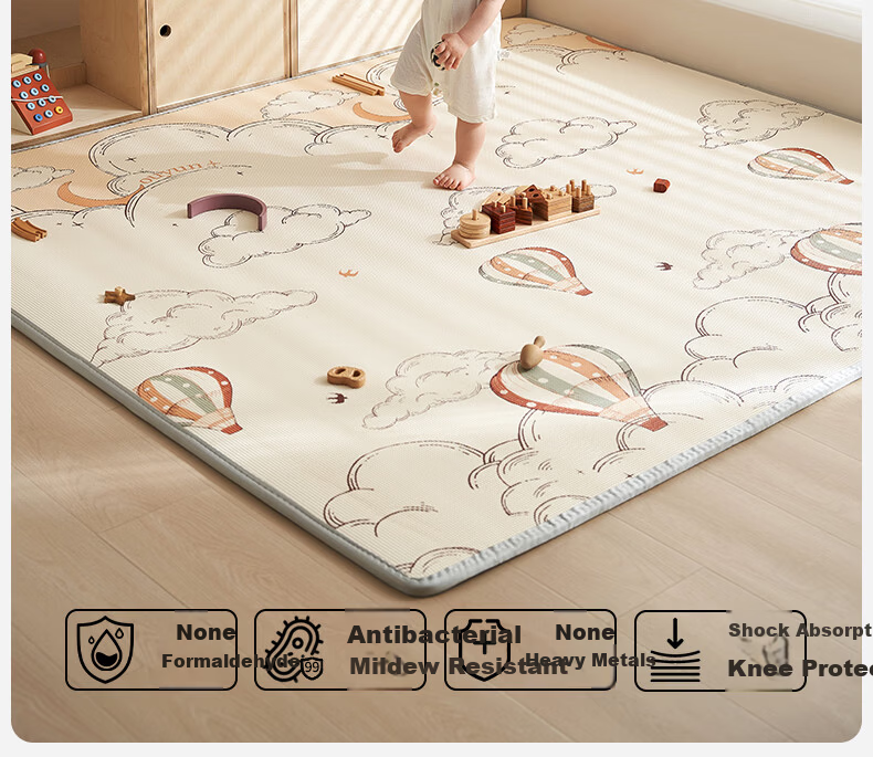 OUYUN Baby Crawling Mat Thickened Children's Crawling Mat iXPE Integrated Floor Mat Snow Village + Bear 2×1.8m 3