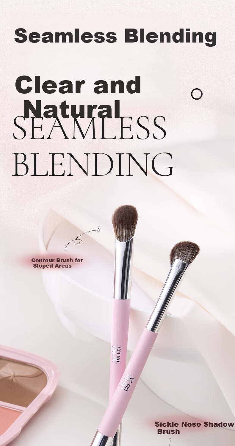 Litchi Double-Ended Contour Concealer Eye Shadow Blending Face Shaping Makeup Brush 1 Piece 1