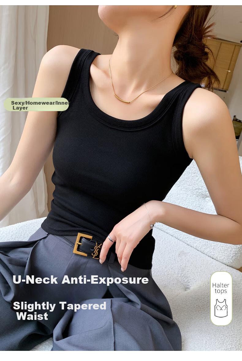 LangSha Padded Camisole Tank Top for Women, Modal Slim Fit Plus Size Beautiful Back Base Shirt 3