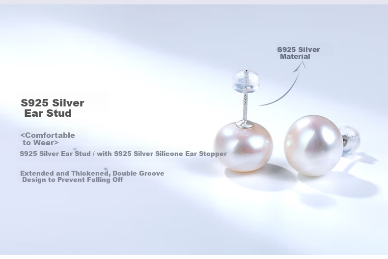 Daimi S925 Silver Minimalist Series, 6-7mm Seedless Freshwater Pearl Stud Earrings, Mother's Day Gift for Girlfriend Or Loved One 25