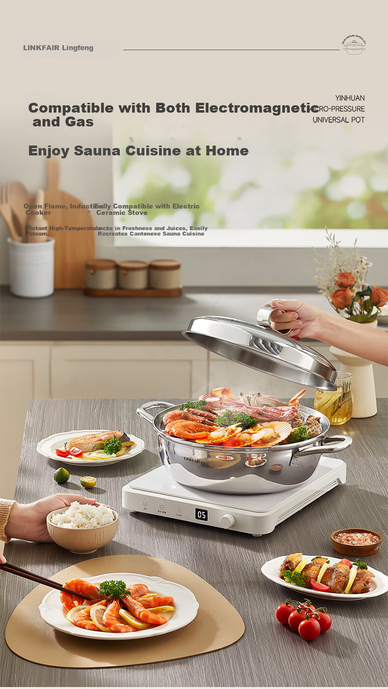LINKFAIR Stainless Steel Steamer Pot Double-Layer Multi-Function Steaming Boiling Stewing Cooker Compatible with Gas and Induction Cooktops 8