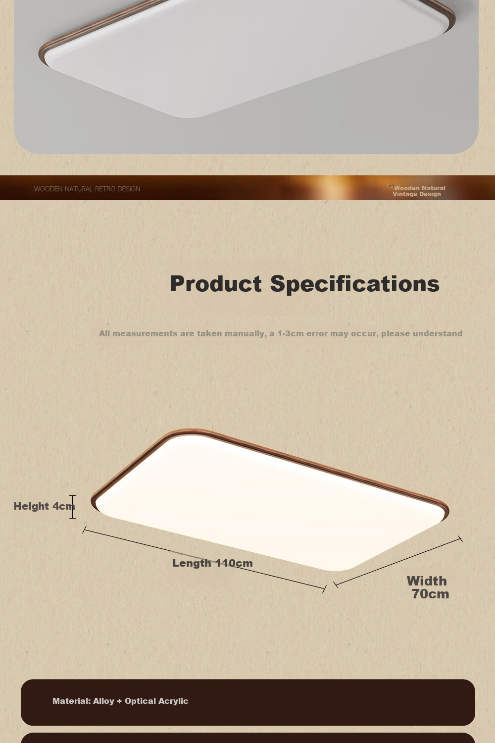 Kuka LED Ceiling Light Vintage Style Eye Protection Ultra-thin PRi Living Room Bedroom Lamp 40CM Round - Three Colors [Installation Included] 17