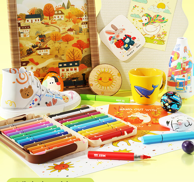 M&G 36-Color Acrylic Marker Pens MAX Foldable Direct Ink Children's Student Drawing Graffiti Hand-Painted Birthday Gift 50