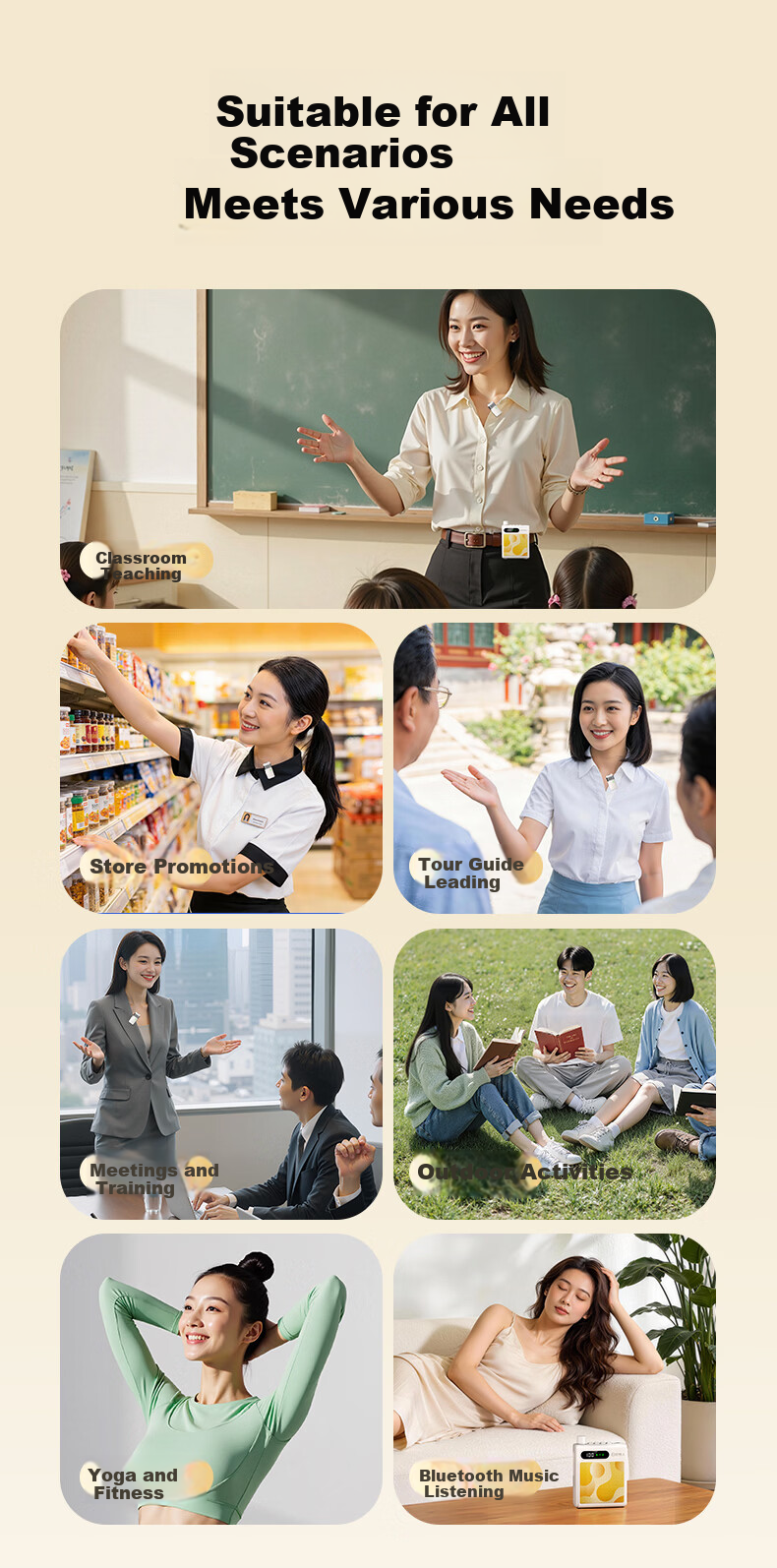 Good Shepherd Little Bee Amplifier Teaching Teacher Special Anti-Howling Wireless Lavalier Microphone High Power Classroom Training Tour Guide Outdoor Portable Bluetooth Speaker 13
