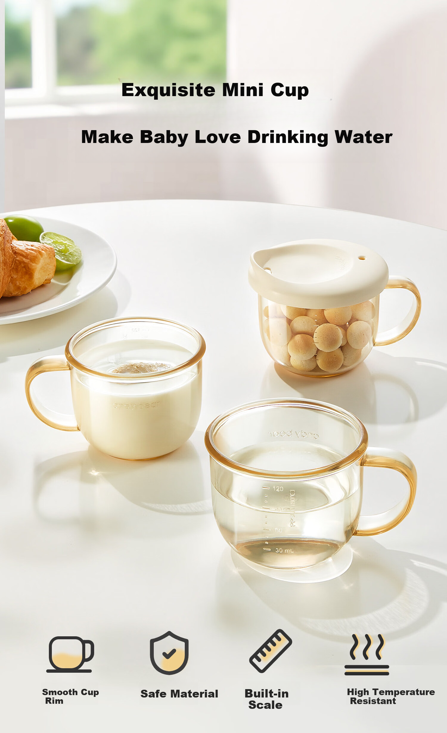 AIBEDILA Baby Open Mouth Cup PPSU Children's Water Cup Infant Sucking Milk Cup Training Drinking Small Cup Little Rabbit 1