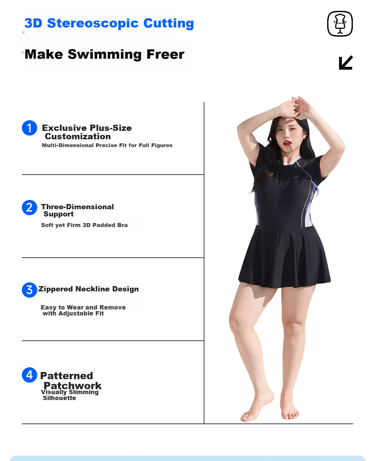 361° Women's Plus Size Swimsuit 2026 New Slimming One-Piece Bathing Suit for Adults Hot Spring Bathing Suit for Over 200 lbs 6