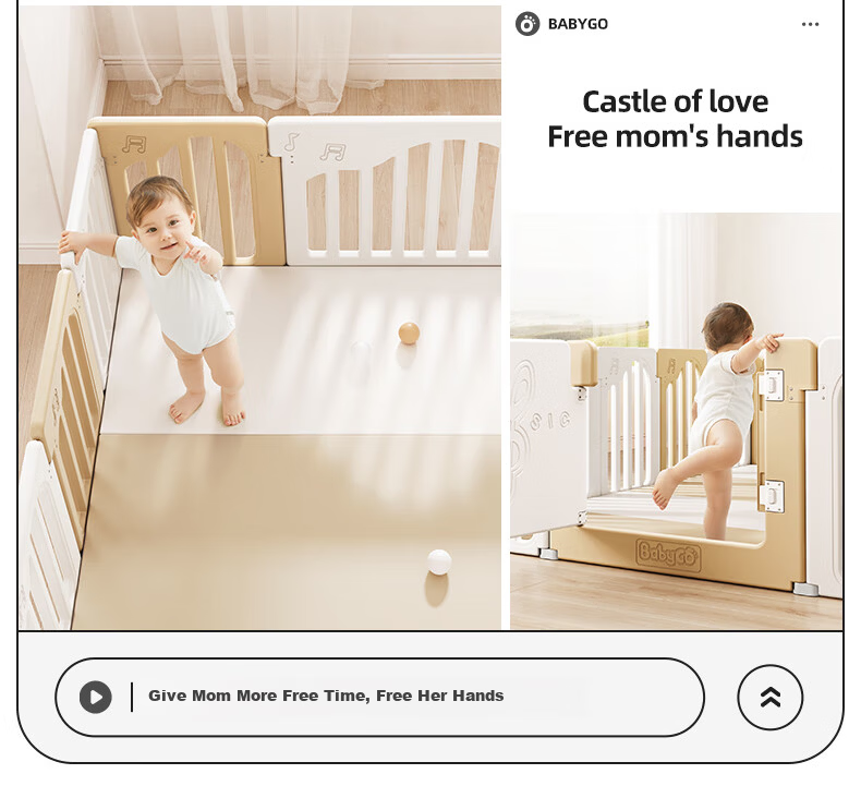 BG-BABYGO Musician Playpen Baby Crawling Mat Integrated Baby Safety Fence Indoor Home Child Barrier 6