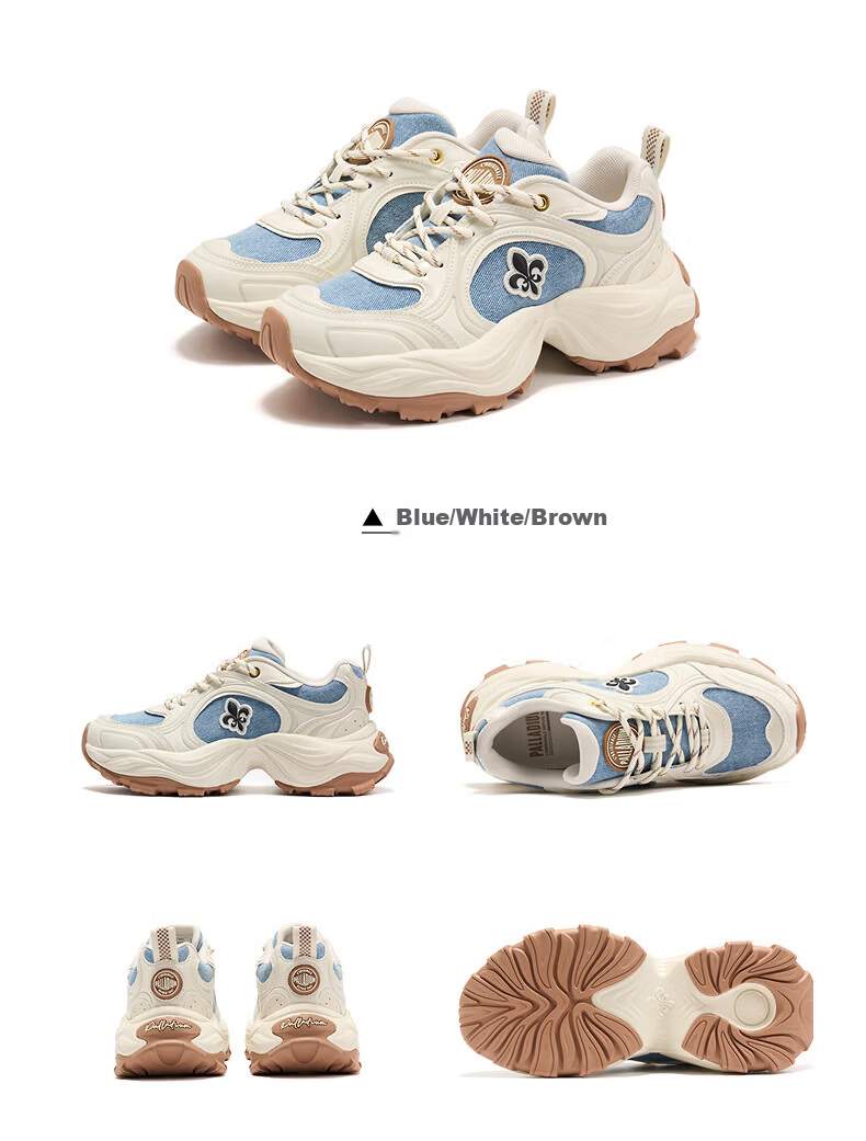 PALLADIUM New Trendy Versatile Dad Sneakers for Women Casual Breathable Height Increasing Shoes Blue Single Layer Size 37 11