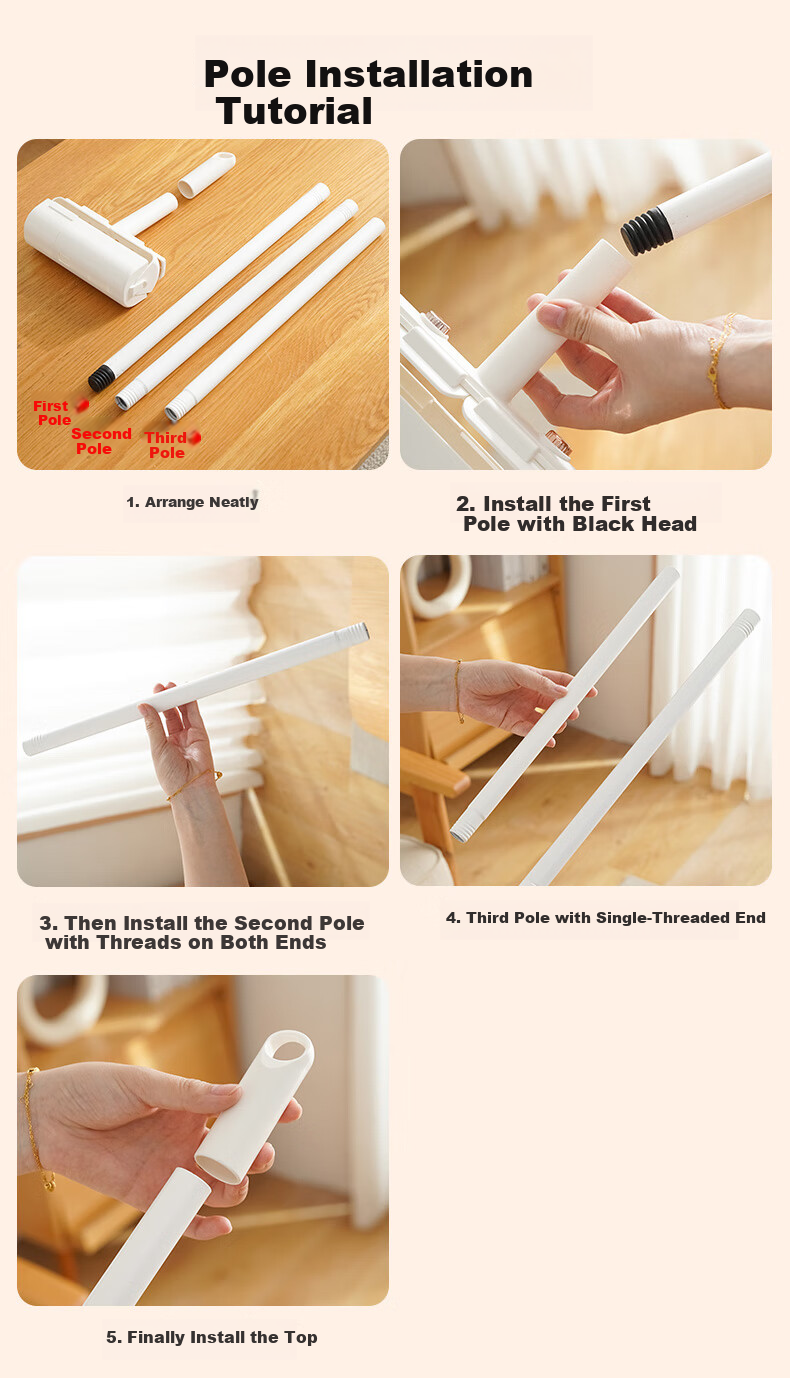 Xiangjiamei Lint Roller, 16cm, 5 Rolls, Long Handle, for Removing Lint from Clothes, Can Tear Off Rolls of Paper, Hair Cleaning, Replacement Pack 20