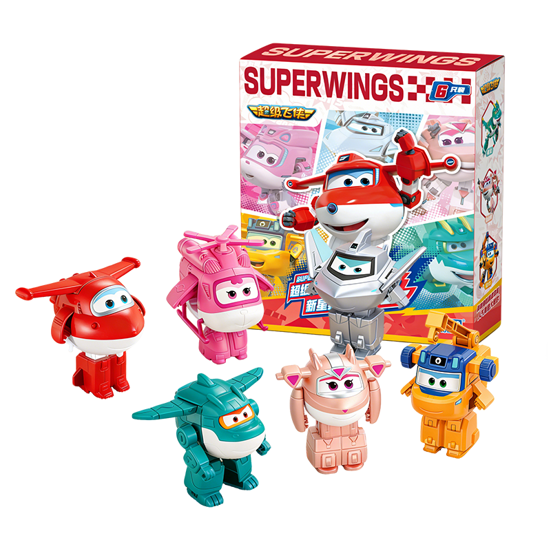 AULDEY Super Wings 6-Pack New Star Assembly Easy Transforming Toy Set Gift Birthday Present