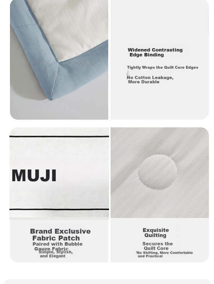 MUJI Small Bamboo Cotton Class A 20% Soybean Air Conditioning Quilt Summer Cooling Quilt Double 200*230cm 9