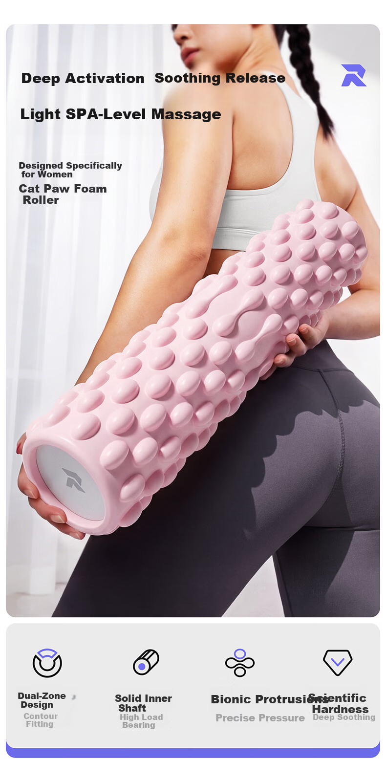 Langwei Foam Roller Muscle Relaxation Spiky Massage Stick Home Yoga Fitness Equipment Roller Massager 2