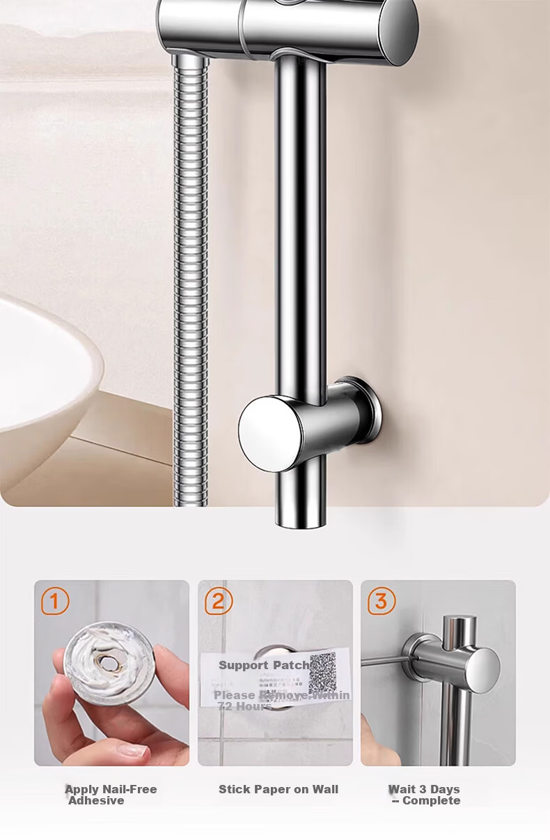 WUZORY [Germany] Shower Slide Bar Shower Head Bracket Holder No-Drill Clip Fixing Base W142 5