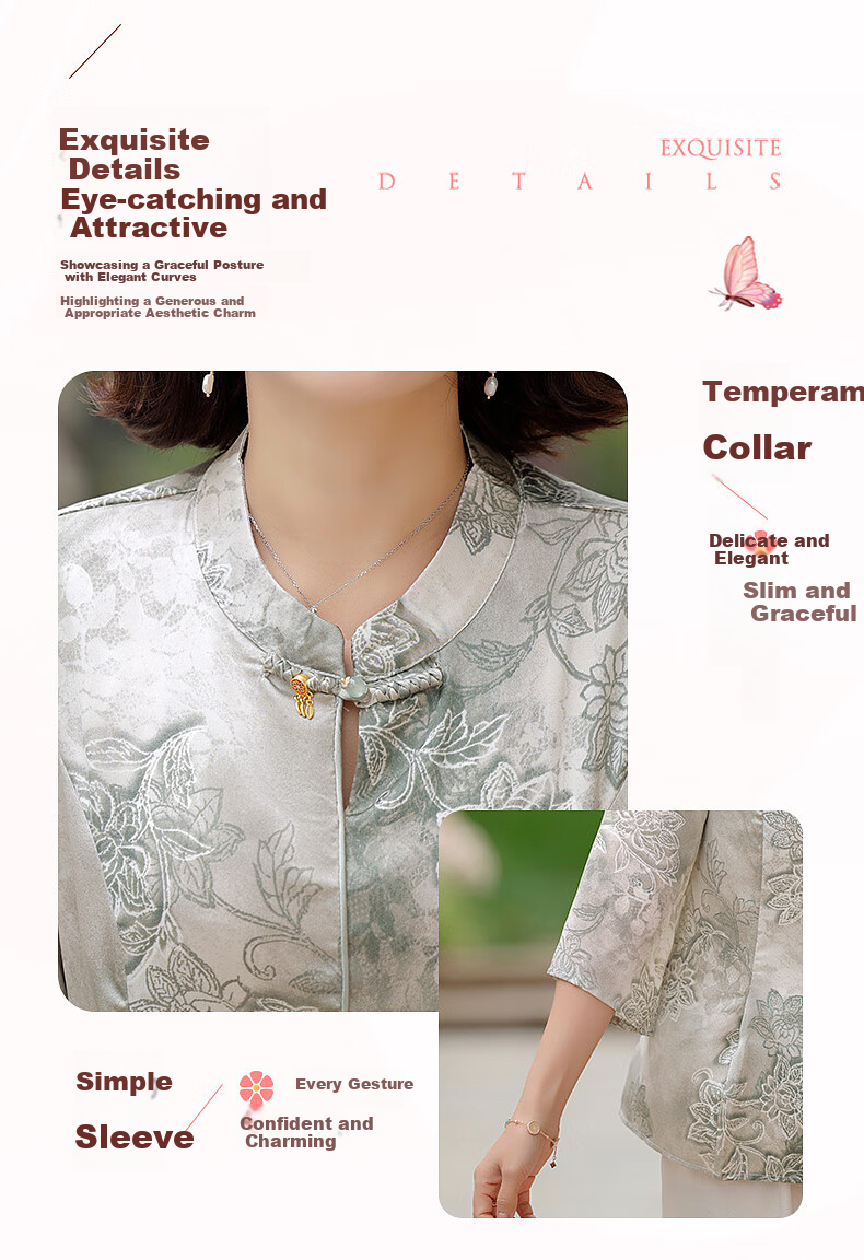 Hodo Mom Summer National Style Shirt T-Shirt 2026 New Fashion Loose Middle-aged and Elderly Women's Top and Pants Set 5
