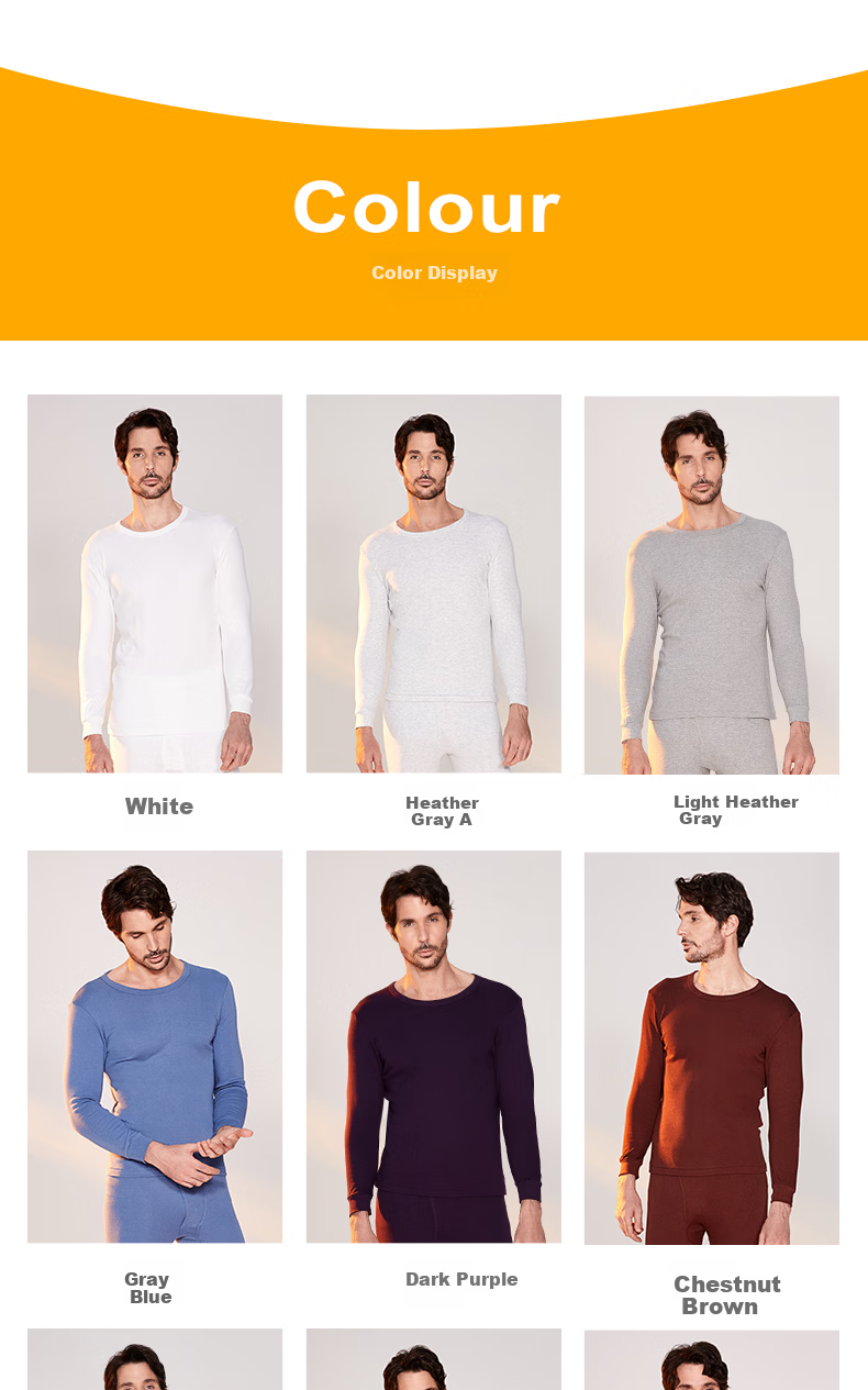 Yiershuang Premium 100% Cotton Men's Thermal Long Sleeve Anti-Static Cotton Underwear Autumn Winter 12
