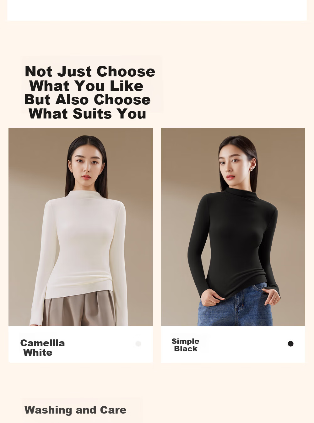 Urban Beauty [Class A Camellia] Women's Thermal Underwear Autumn Winter Antibacterial Half Turtleneck Slim Fit Base Shirt 18