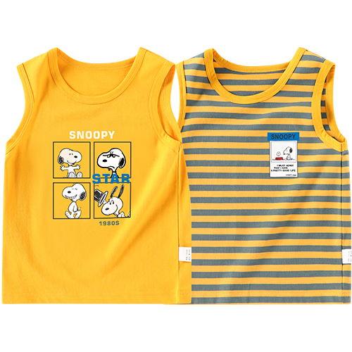 SNOOPY Children's Clothing Sleeveless Vest for Boys, 2-Piece Set, Lightweight Breathable Summer Wear for Young Kids