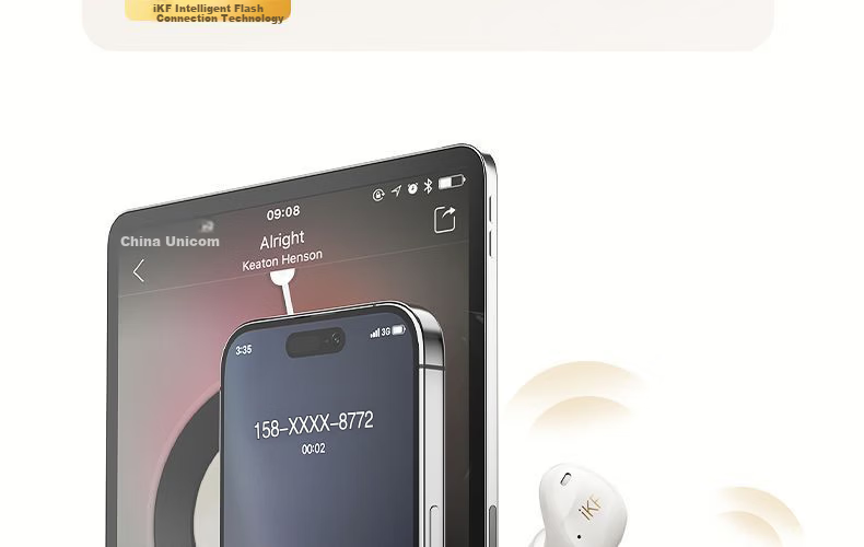 IKF Loulan [Single Ear Only 4.1g] Wireless Bluetooth In-Ear Earphones Active Noise Cancelling LDAC High-Definition Decoding Bluetooth 6.0 Long Battery Life Gaming Music Sports Earbuds Beige Pink 41