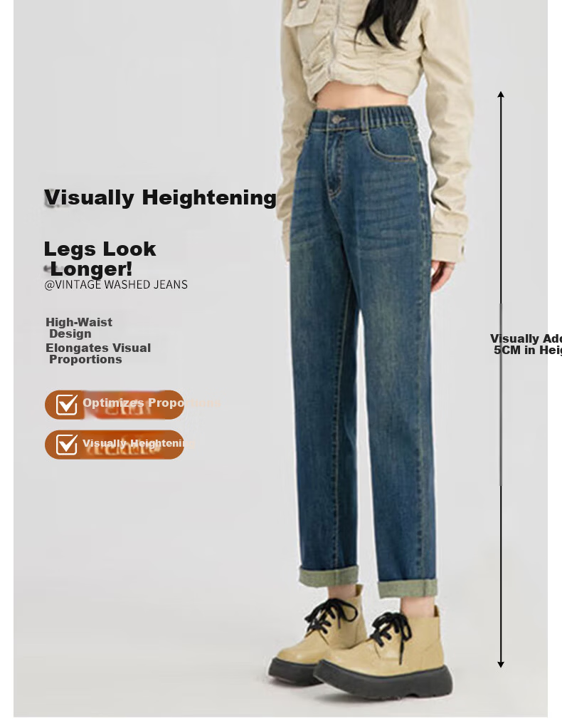 LangSha High Waist Harem Jeans for Women Spring Autumn Pear Shape Loose Slimming Cropped Vintage Carrot Dad Pants 8