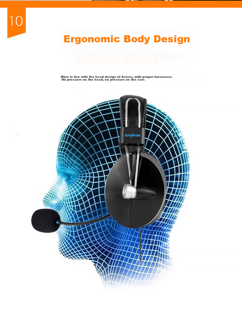 DANYIN D9000 English Speaking And Listening Test Headset Computer Earphones for Human-Computer Dialogue, College Entrance Exam, Wired with Microphone, Online Class Noise Reduction Recording 3.5mm Dual Plug 13