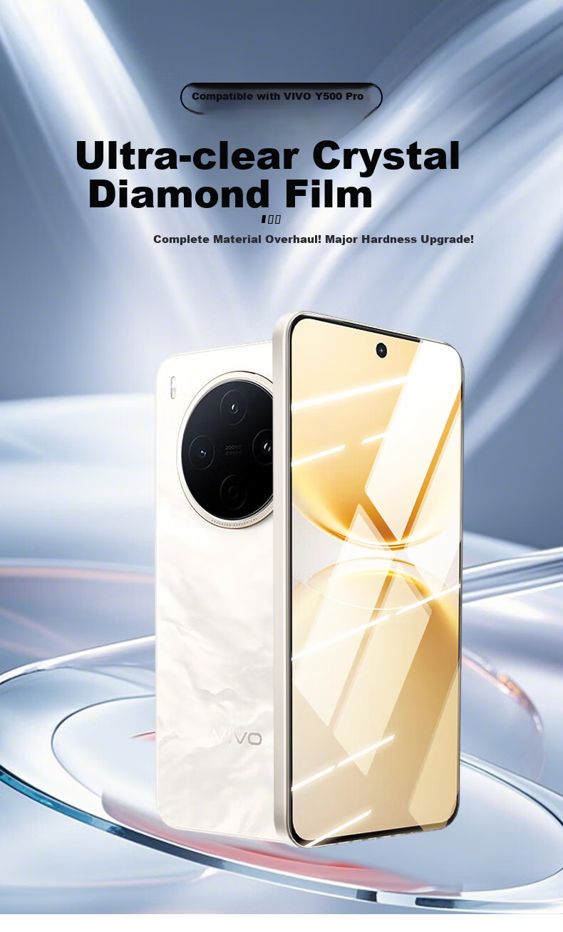Smorss [2 Pieces No Black Edges] Tempered Glass Screen Protector for vivo Y500Pro, High-Definition Anti-Fingerprint Anti-Shock Protective Film with Ultrasonic Unlock Support 1