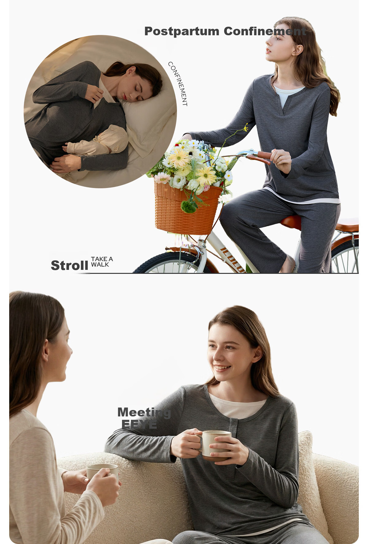 JOYNCLEON Bamboo Fiber Maternity Pajamas Spring Summer Nursing Postpartum Pregnancy L jyz204870 18