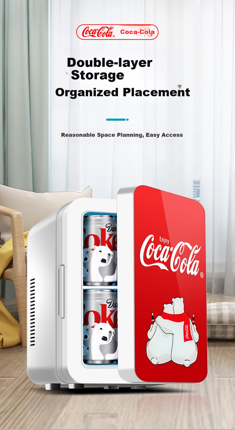 Coca-Cola Car Refrigerator, 20L Small Fridge, Digital Temperature Control, Breast Milk Storage, Mini Fridge for Dormitory And Office, Cooling And Heating Refrigerator 5
