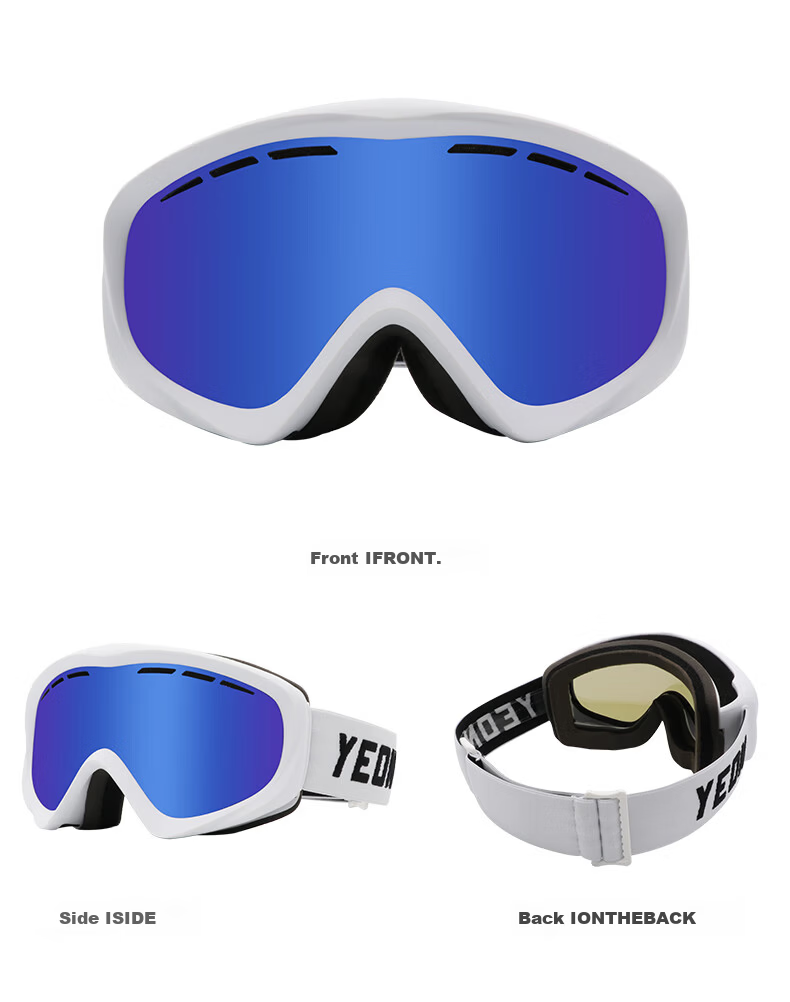 YEON Kids Double-Layer Cylindrical Impact-Resistant Ski Goggles Youth HD Anti-Fog Y6-2202 White Frame Blue Lens 4