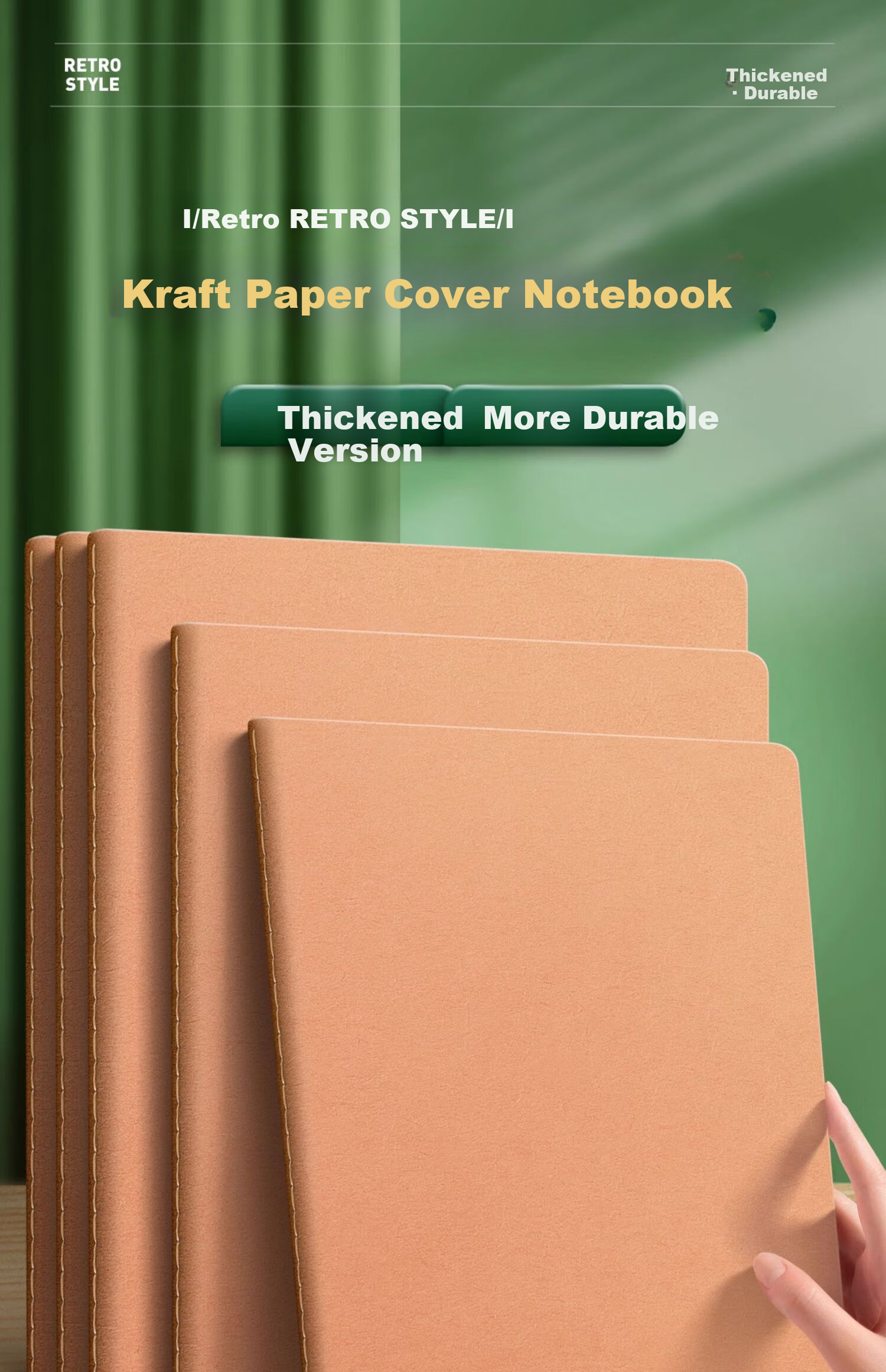 Mingyu 32K Notebook A5 Same Style Kraft Paper Practice Book Lined Homework Book Thickened Sewn Office Simple Journal Back to School Essential 5-Pack/360 Pages Total 3