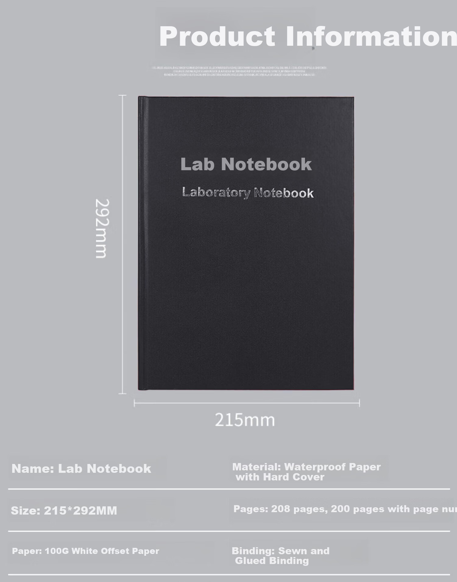 Shushan Thickened Laboratory Notebook A4 Research Graduate Scientific Chemistry Biology Experiment Report Book Student Black Lined Pages Single Volume 3