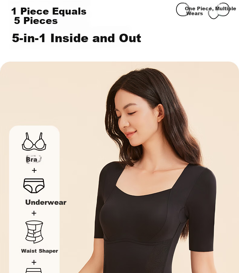 GRACEWELL Women's One-Piece Shapewear Tummy Control Hip Lift Waist Cincher Wireless Seamless Postpartum Body Shaping Garment Black L 13