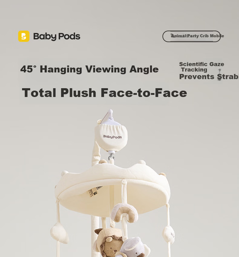 Babypods Newborn Crib Mobile Baby Gift Set Soothing Toy 0-6 Months Rotating Plush Doll First Birthday Present 8