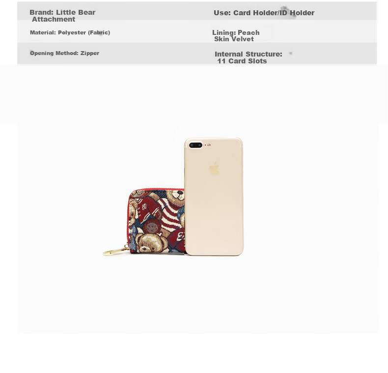 Bear Adoration Women's Card Holder Multi-Card Ultra-Thin Large Capacity Cute High-End Compact Card Case Anti-Demagnetization Trendy Valentine's Day 5