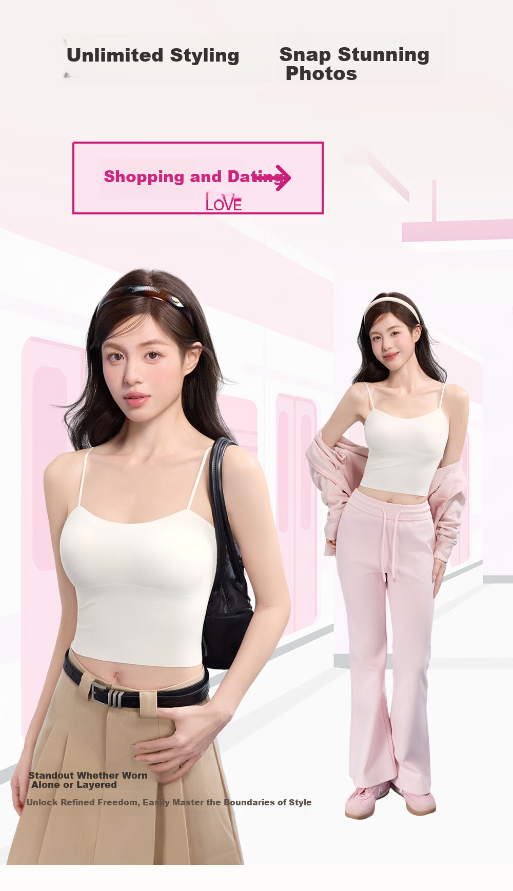 SecretWorld [Zhao Jinmai's Choice] Women's Camisole Tank Top with Built-In Bra Pads, Spring And Summer Undershirt, Inner Or Outer Wear, Beautiful Back Design, One-Piece Bra 3