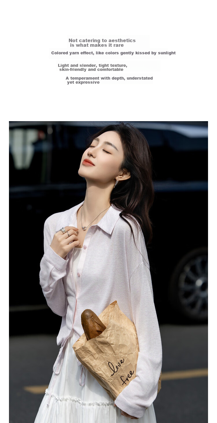 Demana Stylish Multicolor Yarn Effect Spring Korean Style Drawstring Spliced Loose Fit Petite Women's Shirt with Lapel Collar 2