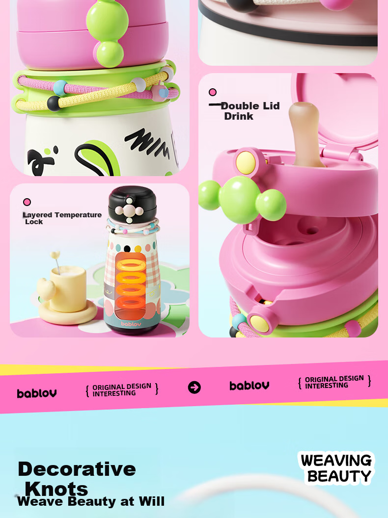 BABLOV Insulated Water Bottle for Kids 2025 New High-Value Large Capacity Cold Cup Student Gift Straw Water Bottle 3