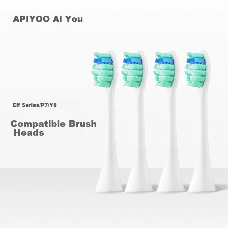 ApiYoo AiYou Adult Electric Toothbrush Replacement Heads P7/Y8 Series Compatible Original Electric Toothbrush Brush Heads 4-Pack White Upgrade Set