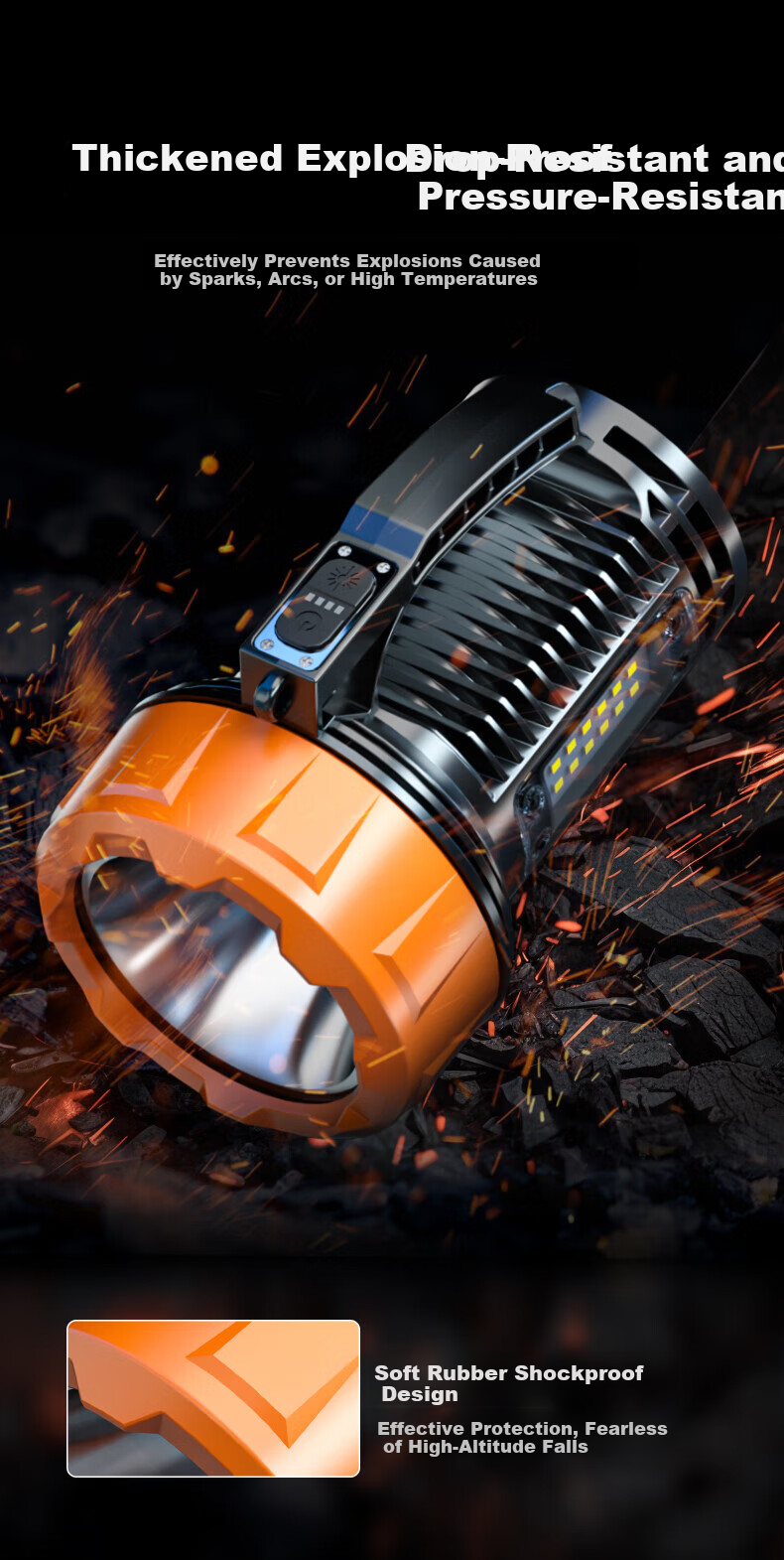 Warsun 9003 Dual Explosion-Proof LED Flashlight Rechargeable Military Ultra-Bright Patrol 5W 3.7V for Gas Stations and Chemical Use 6