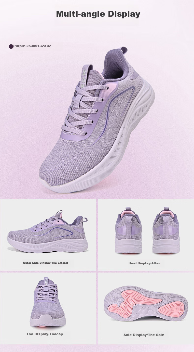 Zulijian Women's Elderly Shoes Non-Slip Comfortable Mom Shoes Middle-Aged Soft Sole Lightweight Walking Shoes 9132 Purple Size 37 6