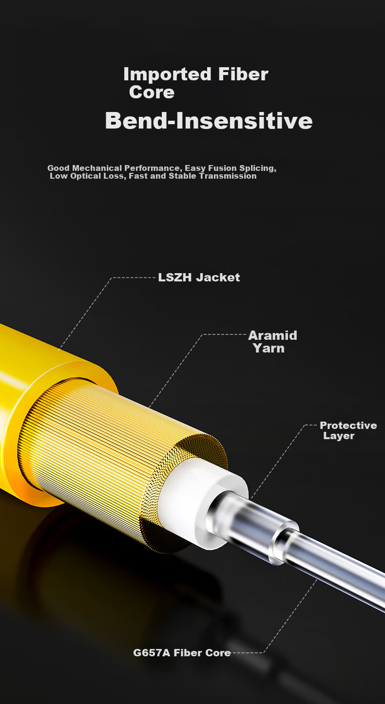 10K Grade Fiber Optic Patch Cord Engineering Telecom Grade SC-SC (UPC) Single Mode Single Core Drop Fiber Cable Low Smoke Halogen-Free Eco-Friendly Jacket Data Center Transceiver Pigtail 1.2m 22212 6