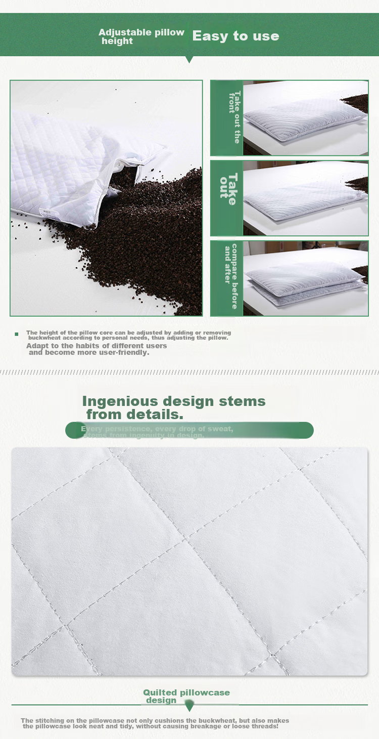 Hengyuanxiang Buckwheat Pillow, 100% Buckwheat Hull Pillow, Cervical Pillow for Sleep, Single Pack 5