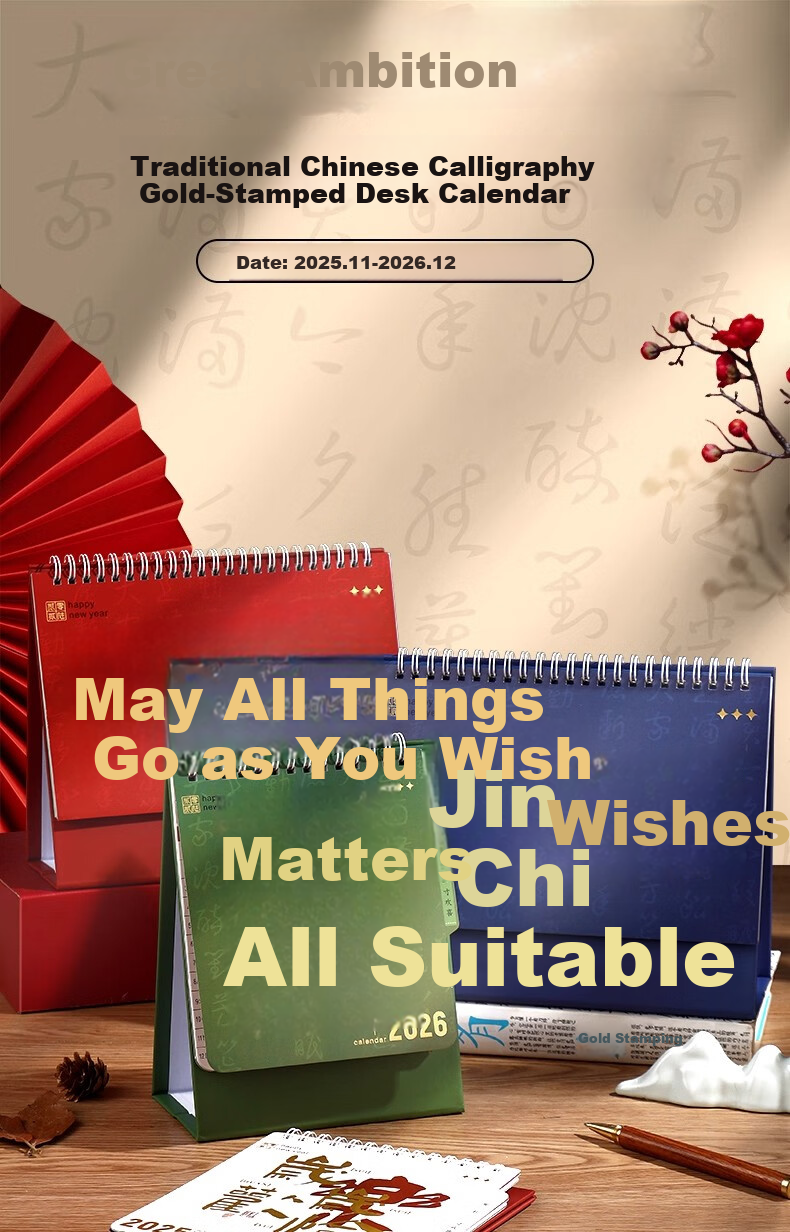 Mulei 2026 New Year Chinese Style Desk Calendar Custom Creative Horizontal Calendar Horse Year Special Edition Printing Advertising 3