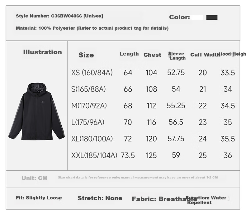 CAMEL Campus Windbreaker Retro Hooded Unisex Spring Autumn Lightweight Jacket C36BW0L4066 Phantom Black XL 13